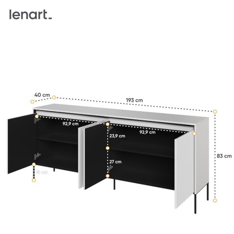 Komoda szeroka TREND TR-04 193 cm z LED - biały/czarny