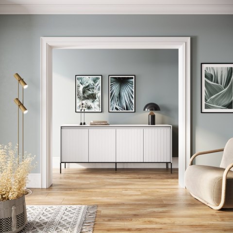 Komoda szeroka TREND TR-04 193 cm z LED - biały/czarny