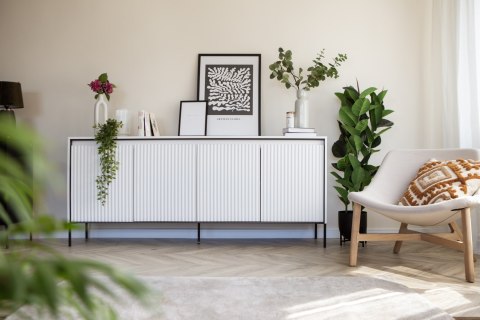 Komoda szeroka TREND TR-04 193 cm z LED - biały/czarny