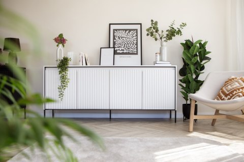 Komoda szeroka TREND TR-04 193 cm z LED - biały/czarny