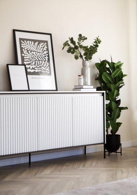 Komoda szeroka TREND TR-04 193 cm z LED - biały/czarny