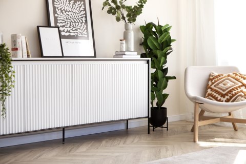 Komoda szeroka TREND TR-04 193 cm z LED - biały/czarny