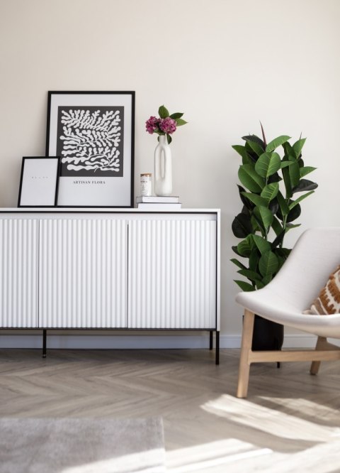 Komoda szeroka TREND TR-04 193 cm z LED - biały/czarny