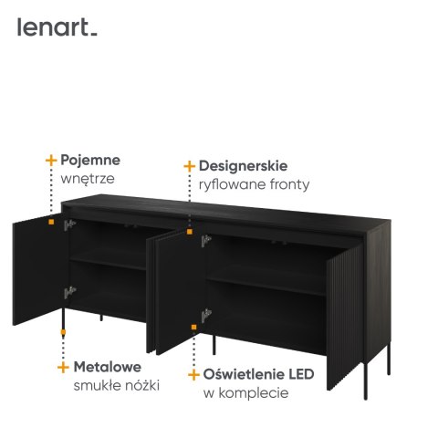 Komoda szeroka TREND TR-04 193 cm z LED - czarny
