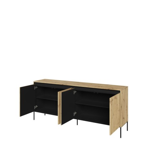 Komoda szeroka TREND TR-04 193 cm z LED - dąb artisan/czarny