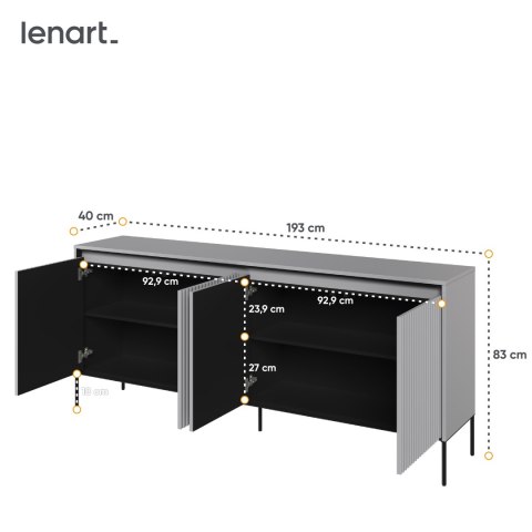 Komoda szeroka TREND TR-04 193 cm z LED - szary/czarny