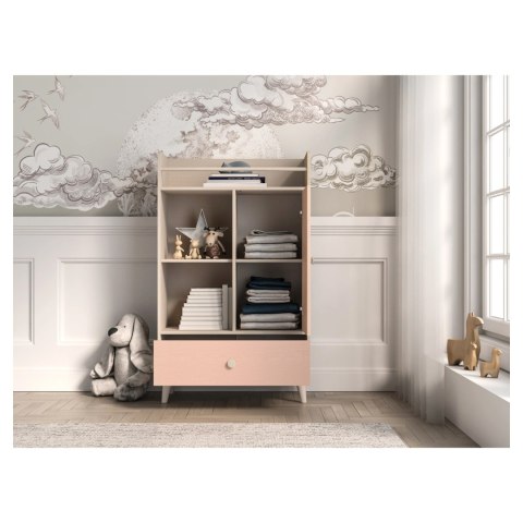 Komoda wysoka MEVEL 04 80 cm - Piasek Pustyni / Millenial Pink lub Szary Pallad