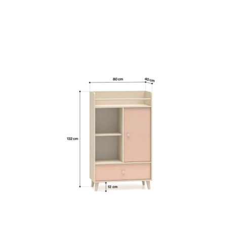 Komoda wysoka MEVEL 04 80 cm - Piasek Pustyni / Millenial Pink lub Szary Pallad