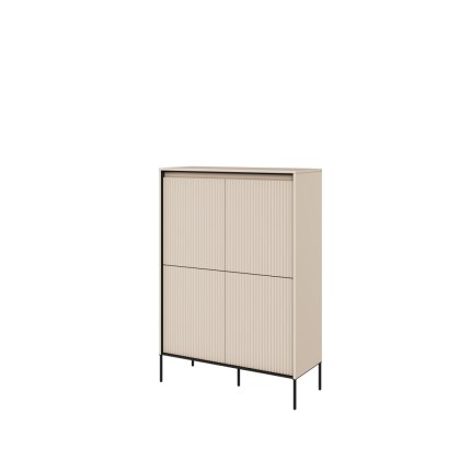 Komoda wysoka TREND TR-03 98 cm z LED - beż piaskowy/czarny