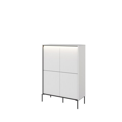 Komoda wysoka TREND TR-03 98 cm z LED - biały/czarny