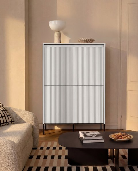 Komoda wysoka TREND TR-03 98 cm z LED - biały/czarny