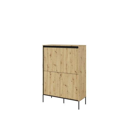 Komoda wysoka TREND TR-03 98 cm z LED - dąb artisan/czarny