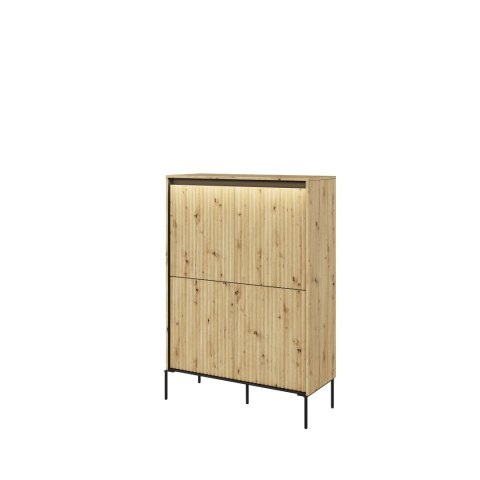 Komoda wysoka TREND TR-03 98 cm z LED - dąb artisan/czarny