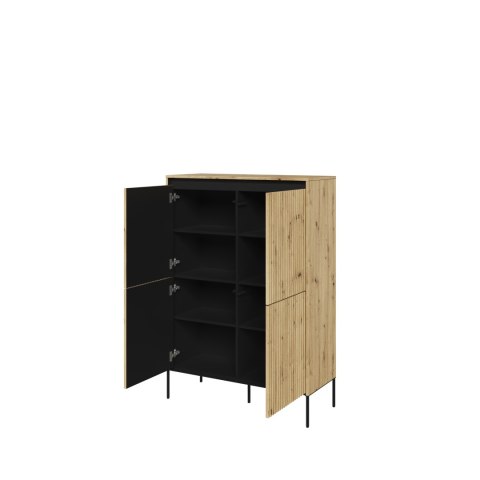 Komoda wysoka TREND TR-03 98 cm z LED - dąb artisan/czarny