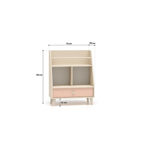 Regał niski MEVEL 09 72 cm z szufladą - Piasek Pustyni / Millenial Pink lub Szary Pallad