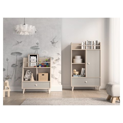 Regał niski MEVEL 09 72 cm z szufladą - Piasek Pustyni / Millenial Pink lub Szary Pallad