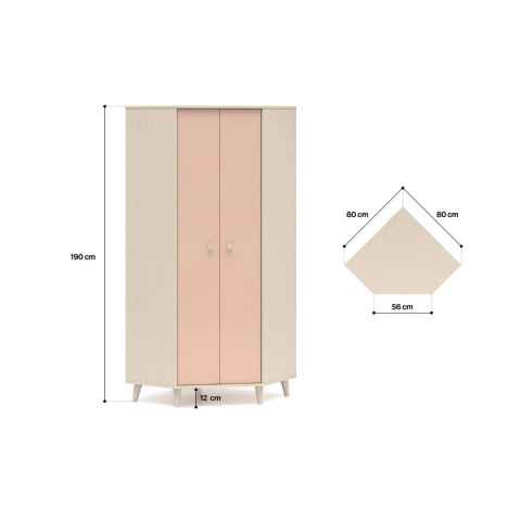Szafa narożna MEVEL 01 80×80 cm - Piasek Pustyni / Millenial Pink lub Szary Pallad