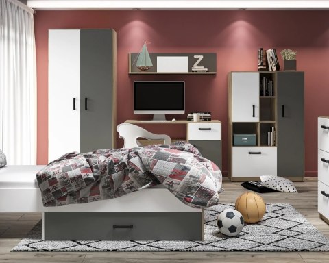 Szafa trzydrzwiowa FINI 02 119 cm - dąb Artisan / biały / antracyt