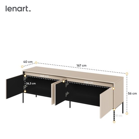 Szafka RTV TREND TR-05 167 cm z LED - beż piaskowy/czarny