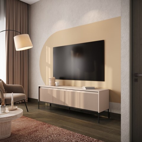 Szafka RTV TREND TR-05 167 cm z LED - beż piaskowy/czarny