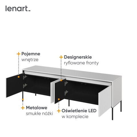 Szafka RTV TREND TR-05 167 cm z LED - biały/czarny
