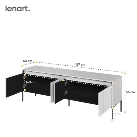 Szafka RTV TREND TR-05 167 cm z LED - biały/czarny