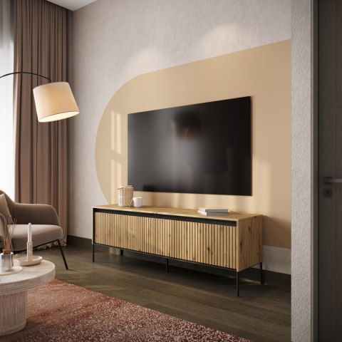 Szafka RTV TREND TR-05 167 cm z LED - dąb artisan/czarny