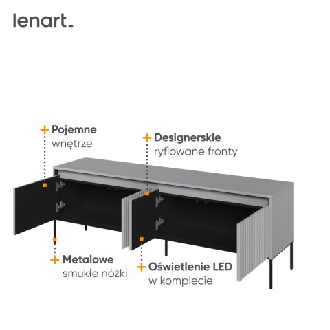 Szafka RTV TREND TR-05 167 cm z LED - szary/czarny