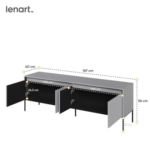 Szafka RTV TREND TR-05 167 cm z LED - szary/czarny