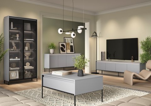 Szafka RTV TREND TR-05 167 cm z LED - szary/czarny