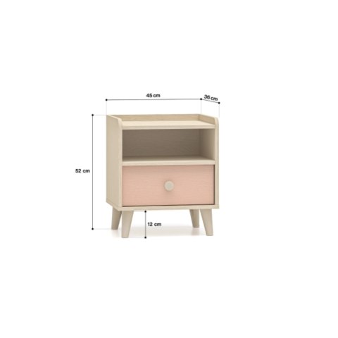 Szafka nocna MEVEL 10 45 cm - Piasek Pustyni / Millenial Pink lub Szary Pallad