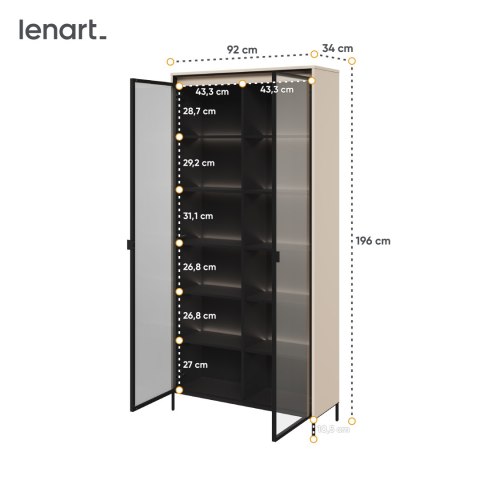 Witryna TREND TR-07 92 cm z LED - beż piaskowy/czarny