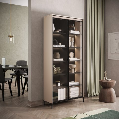 Witryna TREND TR-07 92 cm z LED - beż piaskowy/czarny