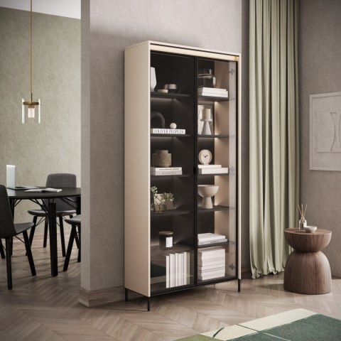 Witryna TREND TR-07 92 cm z LED - beż piaskowy/czarny