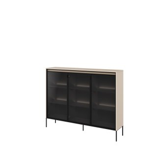 Witryna TREND TR-08 150 cm z LED - beż piaskowy/czarny
