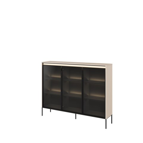 Witryna TREND TR-08 150 cm z LED - beż piaskowy/czarny