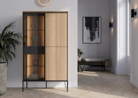 Witryna podświetlana VISSO VI-01 91 cm - dąb linearny