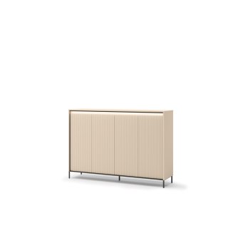 Komoda TREND TG-04 153 cm z LED - beż piaskowy/czarny