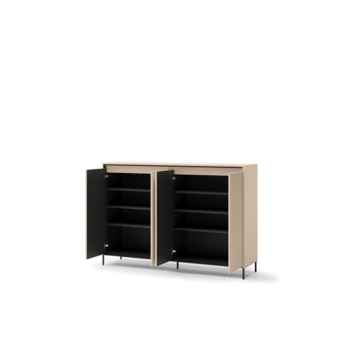 Komoda TREND TG-04 153 cm z LED - beż piaskowy/czarny