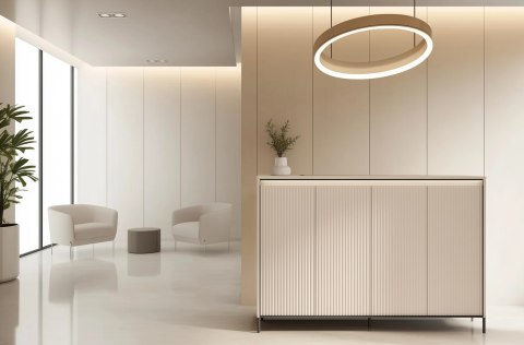Komoda TREND TG-04 153 cm z LED - beż piaskowy/czarny