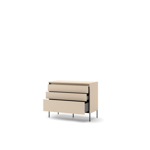 Komoda TREND TS-05 104 cm z LED - beż piaskowy/czarny