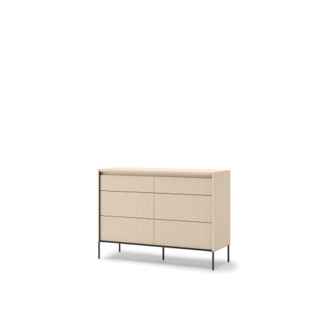 Komoda TREND TS-06 130 cm z LED - beż piaskowy/czarny