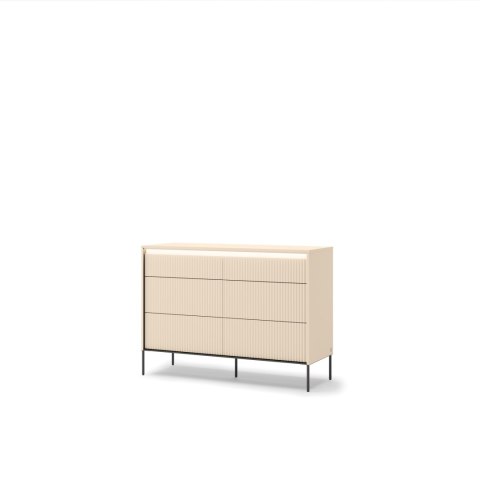 Komoda TREND TS-06 130 cm z LED - beż piaskowy/czarny