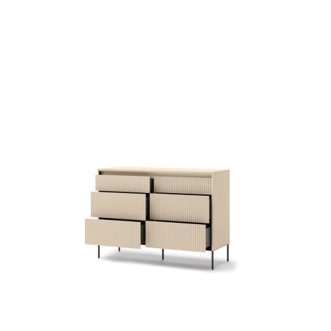 Komoda TREND TS-06 130 cm z LED - beż piaskowy/czarny