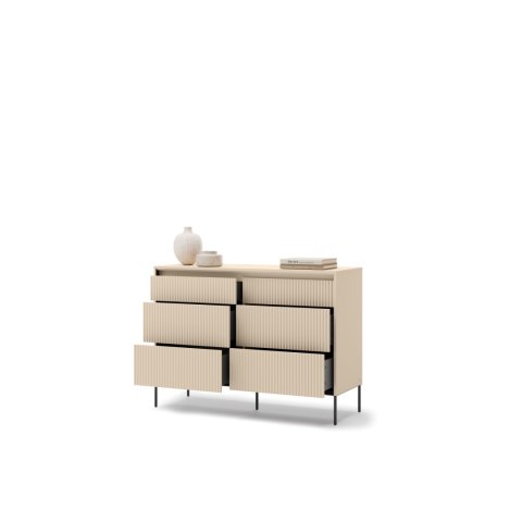 Komoda TREND TS-06 130 cm z LED - beż piaskowy/czarny