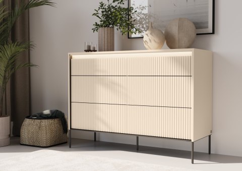 Komoda TREND TS-06 130 cm z LED - beż piaskowy/czarny