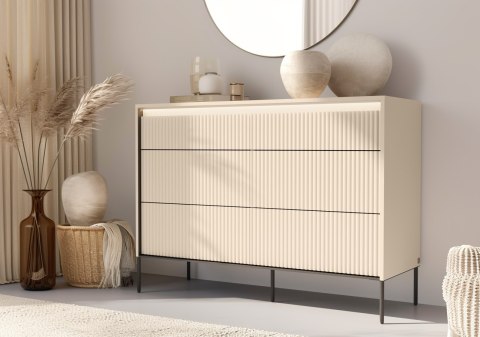 Komoda TREND TS-06 130 cm z LED - beż piaskowy/czarny
