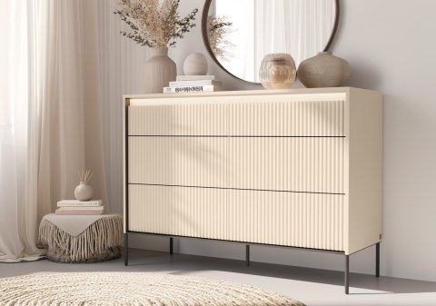 Komoda TREND TS-06 130 cm z LED - beż piaskowy/czarny