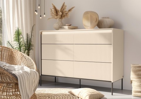 Komoda TREND TS-06 130 cm z LED - beż piaskowy/czarny
