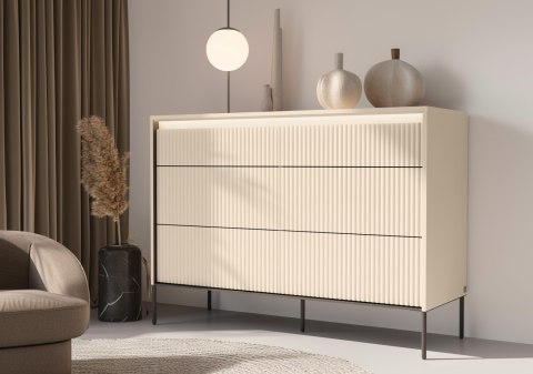 Komoda TREND TS-06 130 cm z LED - beż piaskowy/czarny